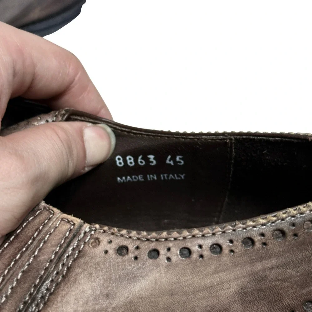 Calzoleria Toscana Monk Strap Shoes Mens 45 Brown Leather Wingtip Brogue Italy